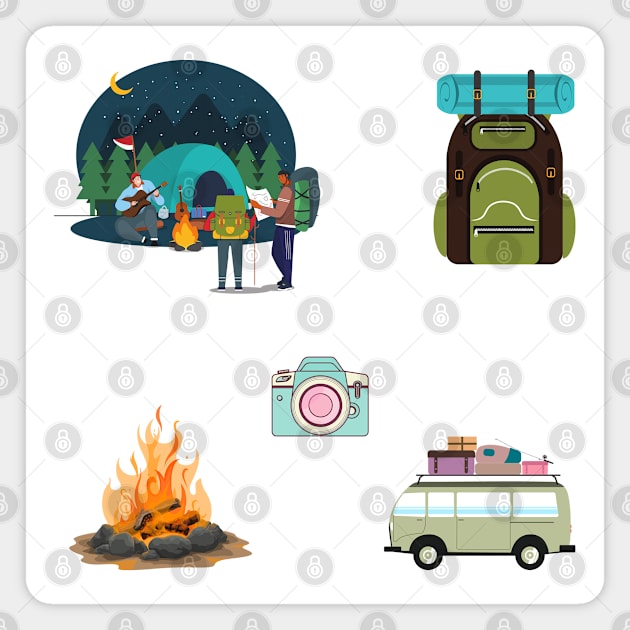 Camping sticker pack Magnet by Creastore